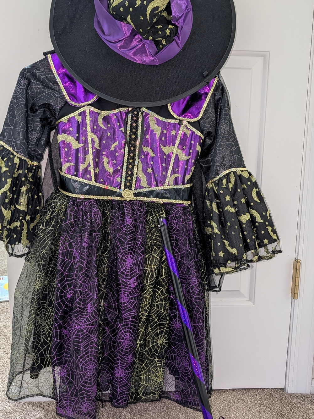 Purple and Black Sparkle Witch Costume for Kids Size 7/8